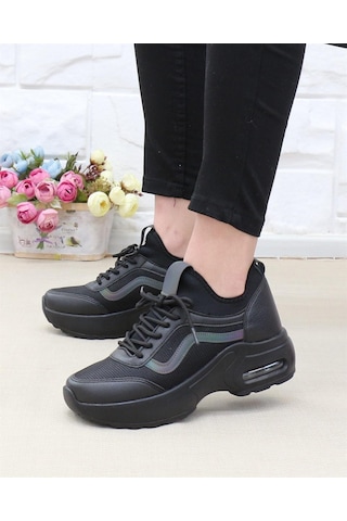 Nesil Shoes Flet 121 Siyah Air Taban Kadın Sneakers-siyah Siyah