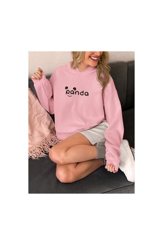 Stil X Sevimli Pandalar Baskılı Kadın Sweatshirt Pembe-7