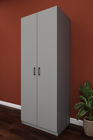 Lüks 2 Kapaklı Çok Amaçlı Yüklük Gardırop %100 Mdf Yatak Yorgan Yastık Saklama Dolabı Yk01 Kül Gri