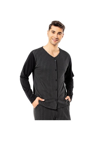 Erdem Siyah Erkek Kışlık Pijama Takımı 2022-12 Siyah