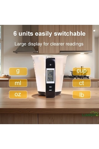 Fastbuy Wangxi Siyah Hamur Malzemeleri Tartmak Için Lcd Ekranli Mutfak Olcu Kupasi Siyah Siyah