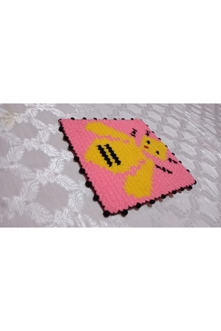 Kare Büyük Arı Desenli Banyo Lifi Pembe - Sarı