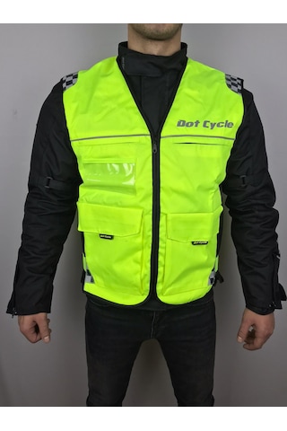 Dot Cycle Neon Sarı Motorsiklet Yeleği