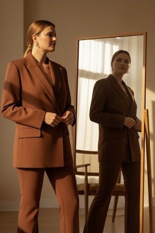 Hanezza Çift Düğmeli Blazer Ceket Plus Size Kiremit - 789093682 Kiremit