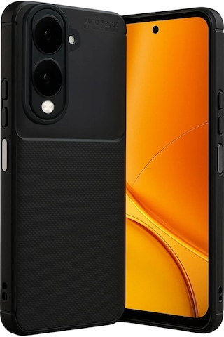 Vivo Y29s Uyumlu Kılıf Karbon Tasarım Kamera Korumalı Silikon Telefon Kılıfı Kapak Siyah