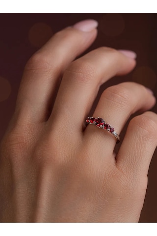Lucente 925 Ayar Gümüş Kırmızı Taşlı Yüzük 246659875 Kırmızı
