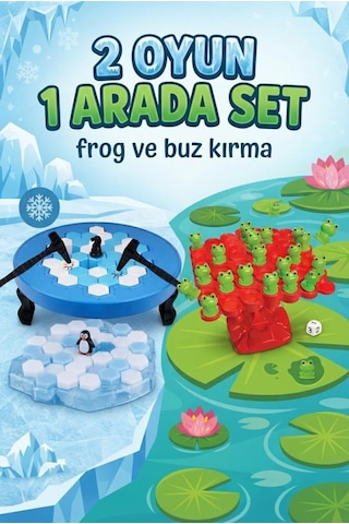 2'li Set Buz Tuzağı Strateji Oyunu Ve Denge Kurbağa Frog Oyunu Eğitici Aile Ve Çocuk Kutu Oyunu