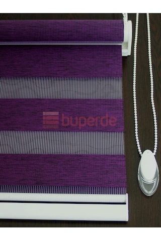 Buperde Mor Mürdüm Bambu Zebra Stor Perde