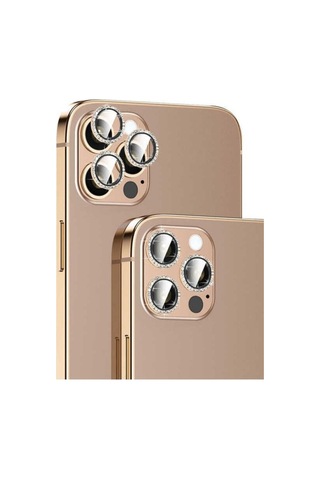 Apple Uyumlu iPhone 14 Zore Cl-06 Kamera Lens Koruyucu Gold