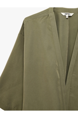 Koton Hakim Yaka Cepli 3/4 Kol Modal Karışımlı Kimono Haki 6sak50119pw