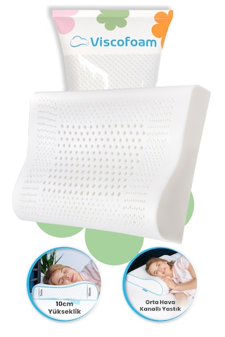 Viscofoam Hava Kanallı Ortopedik Boyun Destekli Yastık Visco Yastık 57x37x10-7cm