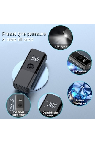 Didadodo Taşınabilir Araç Silent 150psı Kablolu Hava Kompresörü Siyah