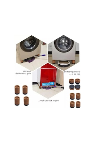 Titreşim Önleyici Kaydırmaz Ayak Seti - Çamaşır Makinesi İçin 4 Lü Set, Kahverengi 8,5 Cm