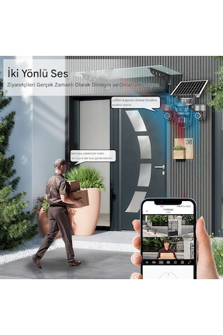 Ventus On-sg4346m 9mp Üç Kameralı 4g Güneş Enerjili Akıllı Güvenlik Kamerası V380 Pro
