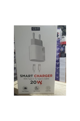 C5t Smart Charger 20w Type C To Type C Kablolu Hızlı Şarj Aleti Fast Charging Smart Chip Safe Charging Usb C Adaptör Ve Şarj Kablosu