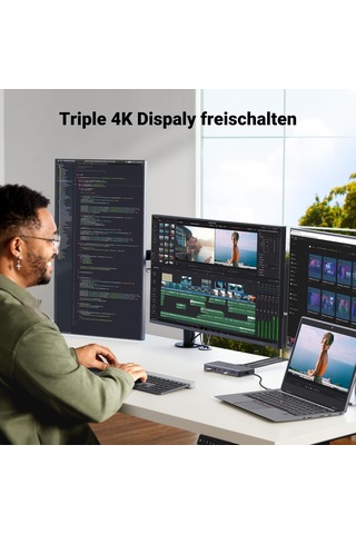 Ugreen Revodok Pro 313 Usb C Bağlantı İstasyonu Üçlü Ekran 10 Gbps Usb Bağlantı Noktaları 13 In 1 Usb C Hub 2hdmı, Dp, 5x Usb A/c Bağlantı Noktaları, Pd 100 W Hızlı Şarj, Gigabit Ethernet, Sd/tf Kart Okuyucu, 3,5 Mm Aux