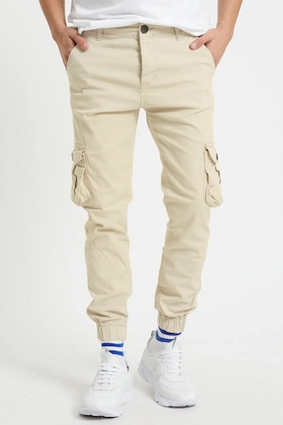 Erkek Kargo Jogger Pantolon Rahat Kesim Lastikli Paça Bej