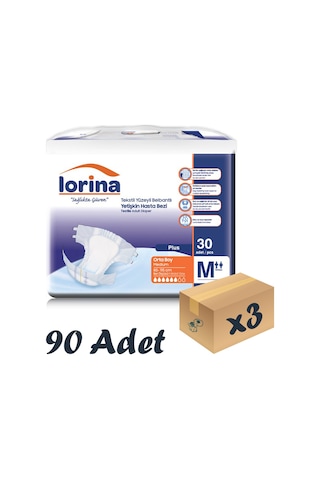 Lorina Tekstil Yüzeyli Bel Bantlı Yetişkin Hasta Bezi M 30'Lu 3 Paket 90 Adet