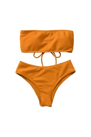 Takım Kadın Mayo Yumuşak Yastıklı Sütyen Takım Bikini Seti - Turuncu