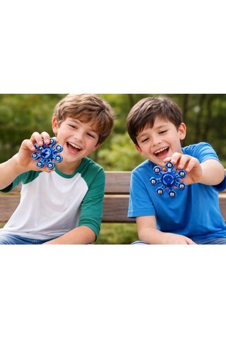 Metal Stres Çarkı Mavi 4 Farklı Desen Fidget Spinner Stres Atıcı Ve Rahatlatıcı Stres Çarkı