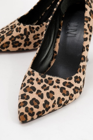 Luvishoes Luvi Shoes Forest Siyah Sarı Desenli Kadın Topuklu Ayakkabı Siyah - Sarı