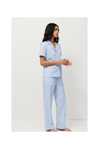 Fit Women Standart Boy Elastanlı Mavi Pijama Takımı
