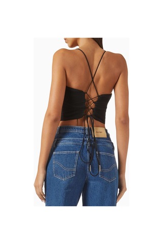 Acler Newtoft Gathered Top - - %100 Polyester - Bağlı Sırt Detayı - Astarlı Siyah