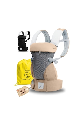 Kiddy Kingdom 3'ü 1 Arada Ergonomik Bebek Taşıyıcı Nefes Alabilen 3D Soft Mesh, Yenidoğan Için Portbebe Bej Tek Ebat