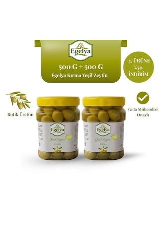 Egelya Kırma Yeşil Zeytin 500 G + 500 G Zeytin Paketi 2. Ürüne Yarı Fiyat, Butik Üretim