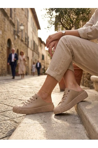 Gamelu Poem Kadın Lastikli Memory Foam Sneaker Terlik Bej