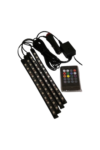 12 Ledli Ayak Altı Led Lamba Kumandalı Araç İçi Aydınlatma Sese Ve Müziğe Duyarlı Led Işık Rgb