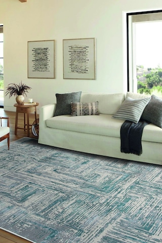 Madrid 1005 Mavi Halı Kilim Kaymaz Taban Salon Mutfak Kesme Yolluk Makine Halısı Mavi