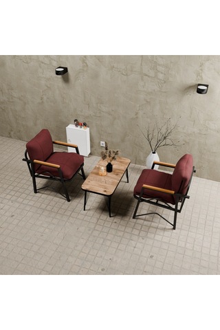 Mb Garden Furnıture Simetri Model, Balkon,mutfak, Bahçe, Cafe, Metal Koltuk Takımı, Bahçe Takımı , Çay Seti, 1+1+sehpa Bordo