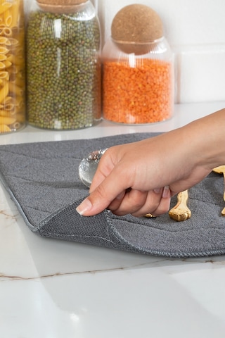 Porsima 3139-3 2li Mikrofiber Tezgah Üstü Kurutma Matı Kurulama Bezi Süper Emici Bulaşıklık Antrasit Antrasit