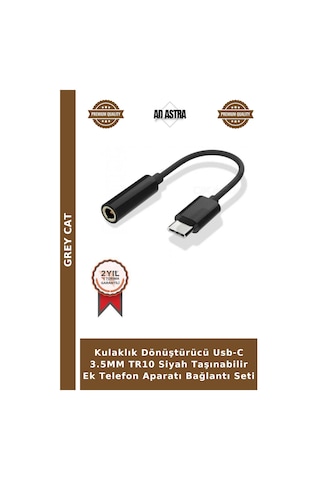 Kulaklık Dönüştürücü Usb-c 3.5mm Tr10 Siyah Taşınabilir Ek Telefon Aparatı Bağlantı Seti
