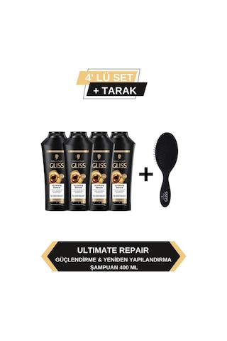 Gliss Ultimate Repair Şampuan 4 x 400 ML + Tarak