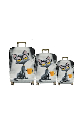 My Saraciye My 161 Cool Kedi Valizler İçin Kılıf Seti Kabin Orta Ve Büyük Çok Renkli