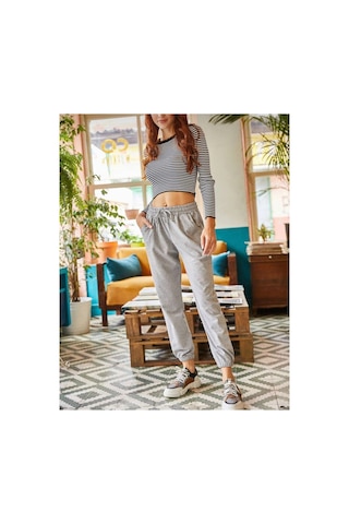 Tarzsokak Unisex Gri Cepli Beli Bağcıklı Basic Eşofman Altı Jogger