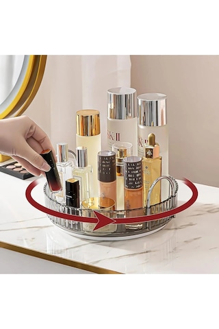 360 Derece Dönebilen Makyaj Organizeri Antrasit