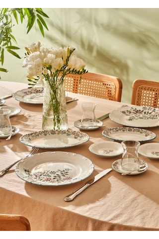Bella Maison Vintage Porselen 52 Parça 12 Kişilik Kahvaltı Takımı Mavi Mavi