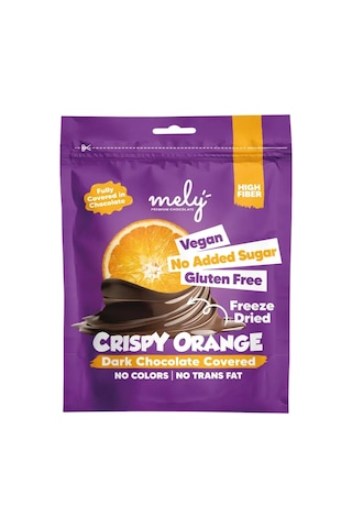 Mely Glutensiz & Şeker İlavesiz Çikolata Kaplı Dondurulup Kurutulmuş Portakal 50 G