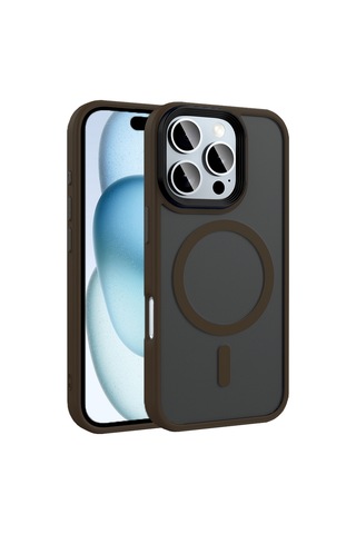 Apple Uyumlu iPhone 16 Pro Max Kılıf Mat Arka Yüzey Wireless Şarj Özellikli Zore Flet M-safe Kapak Rose Brown