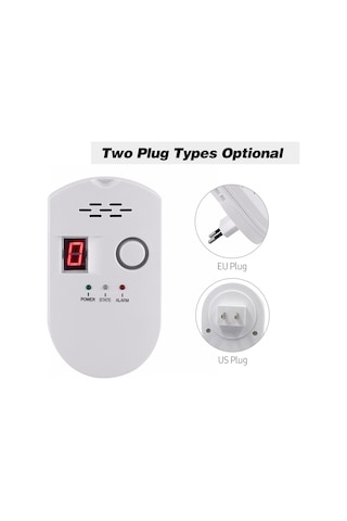 Aubyhe Eu Plug Lpg Gaz Alarmı - Yüksek Hassasiyetli Sayısal Gösterge, Yangın Tehlike Tespit Cihazı Beyaz Abs