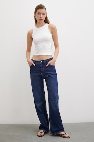 Never More Yüksel Bel Wide Leg Jean Lacivert Lacivert