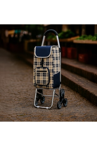 3 Tekerlekli Katlanır Desenli Alüminyum Pazar Arabası Su Geçirmez