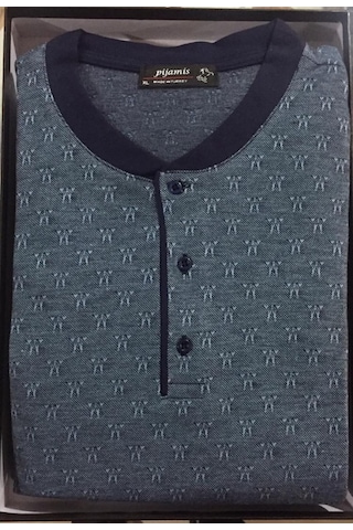 Pijamis 1900-2 4Lü O Yaka Pijama Takımı Bordo- Lacivert