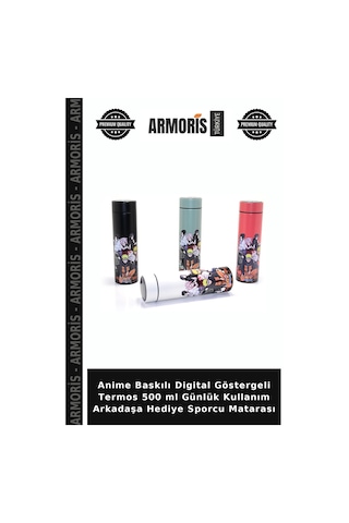 Anime Baskılı Digital Göstergeli Termos 500 Ml Günlük Kullanım Arkadaşa Hediye Sporcu Matarası Diğer