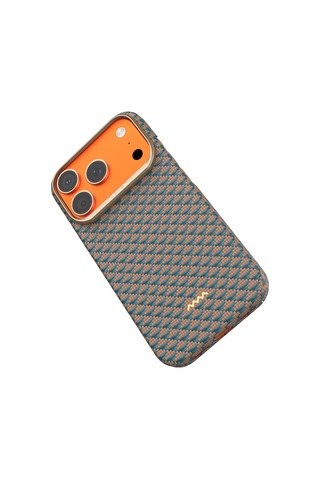 İphone 17 Pro Uyumlu Kılıf M-safe Şarj Özellikli Raptic Aramid Skin Origin Serisi Kapak Gold-mavi Mavi - Gold