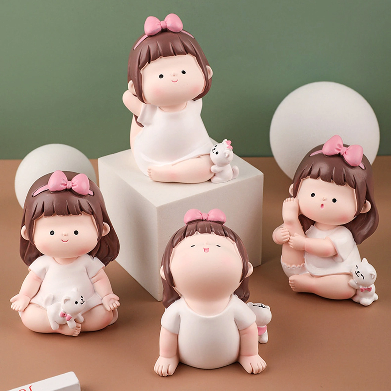 Folinda Yoga Pratiği Yapıyor Kumral Kız Figürü, Resin Materal, Ev Dekorasyonu, Masaüstü, Araba, Çocuk Odası, Hediye İçin Zevkli Figür