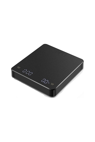 Zamanlayıcılı Kahve Tartısı, 0.1g/3kg, Şarj Edilebilir, Otomatik Kapanma, Barista İçin Siyah